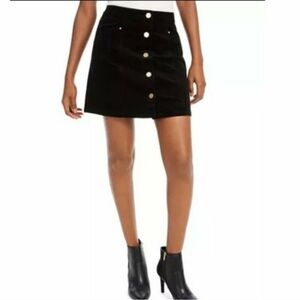 Maison Jules Black Corduroy Gold Button Mini Skirt Size 10